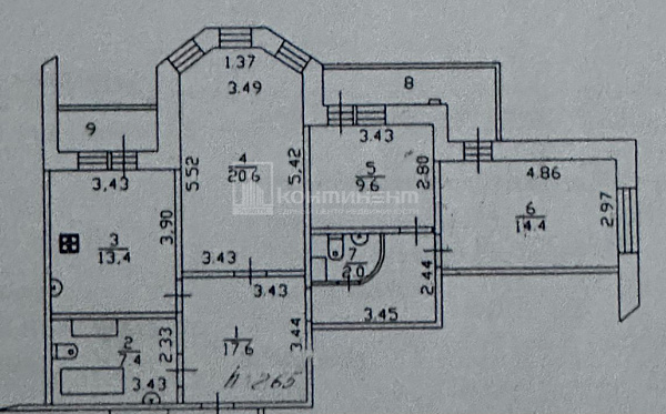 3-к квартира, 85.1 кв.м.